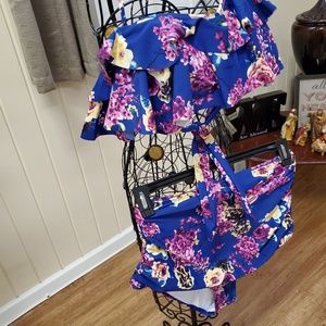 2pc  Royal blue/ wine High waist